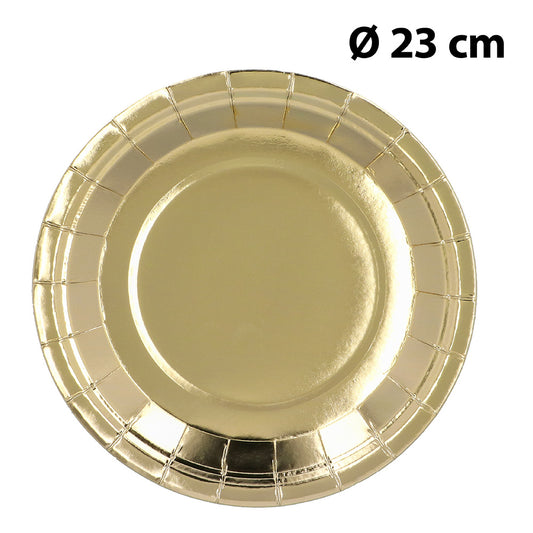 Assiette Dorée 23 cm - Vaisselle de Fête Élégante