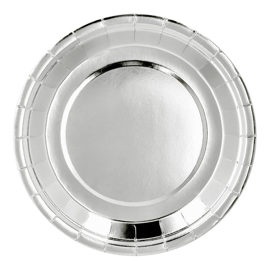 Assiette Argentée Ronde 23cm - Décoration Fête