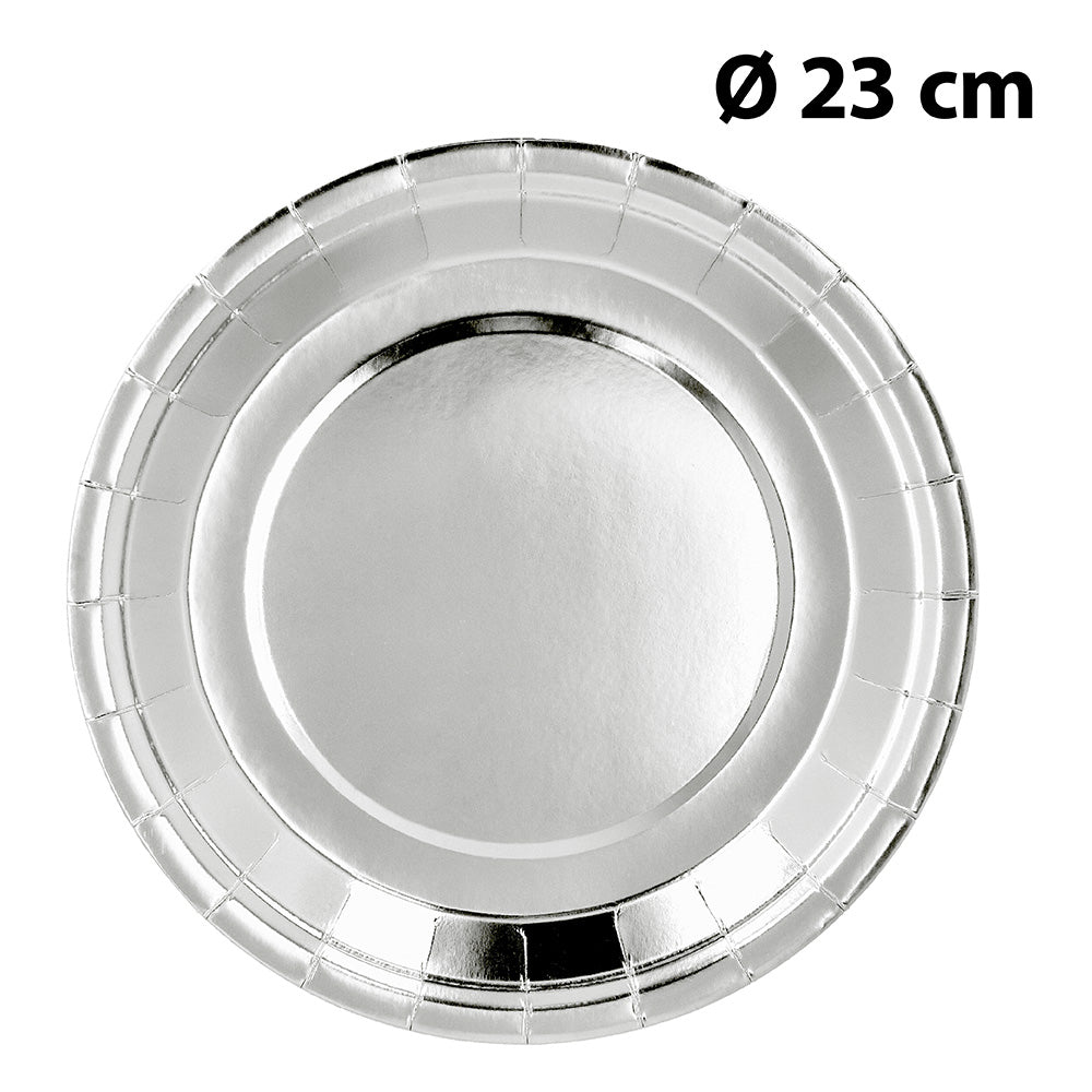 Assiette Argentée Ronde 23cm - Décoration Fête