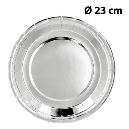 Assiette Argentée Ronde 23cm - Décoration Fête