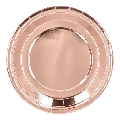 Assiettes Rondes Rose Gold Métallisé Ø23cm - Lot de 8