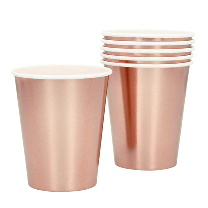 Set de Table Rose Gold 24 pièces - Assiettes, Gobelets et Serviettes