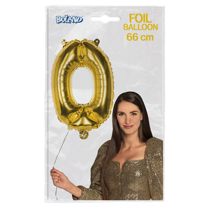 Ballon Chiffre 0 Or 66 cm - Décoration Fête Anniversaire