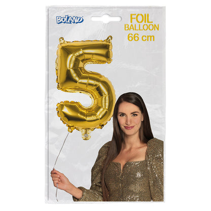 Ballon Chiffre 5 Or 66cm - Ballon Hélium Géant