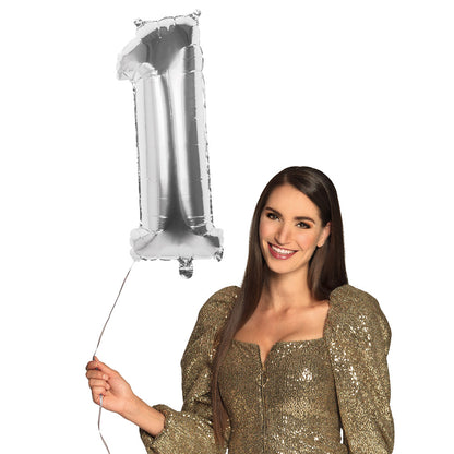 Ballon chiffre 1 argent 66 cm - Décoration fête