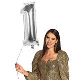 Ballon chiffre 1 argent 66 cm - Décoration fête