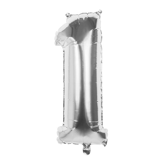 Ballon chiffre 1 argent 66 cm - Décoration fête