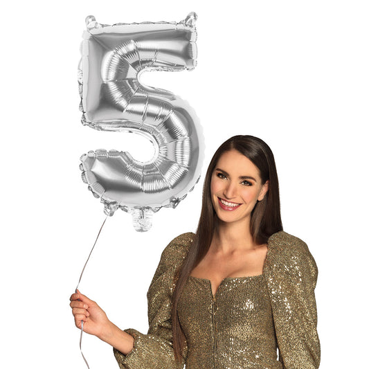 Ballon Géant Chiffre 5 Argent 66 cm - Décoration Fête