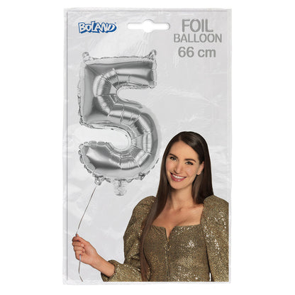 Ballon Géant Chiffre 5 Argent 66 cm - Décoration Fête