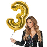 Ballon Chiffre 3 Doré - Géant Hélium Fête