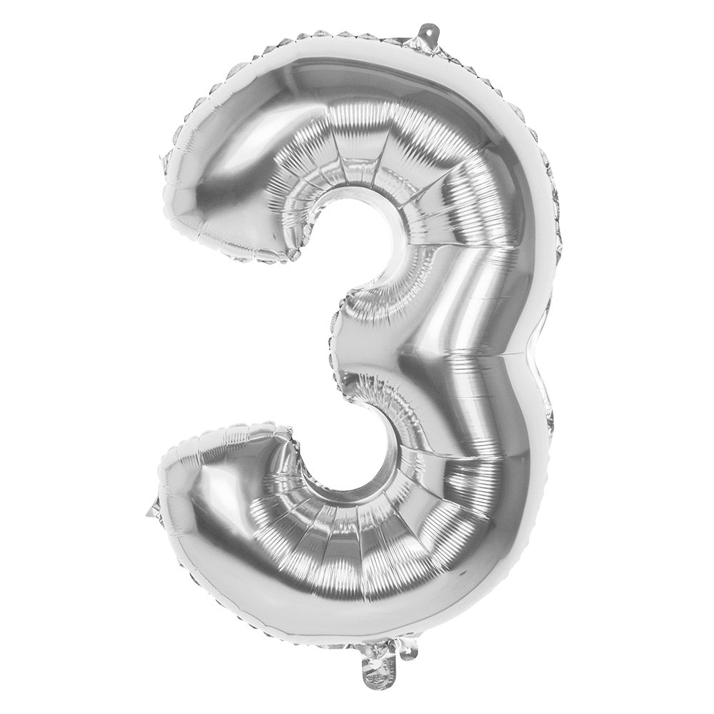 Ballon Chiffre 3 Argent - Décoration Anniversaire Géante