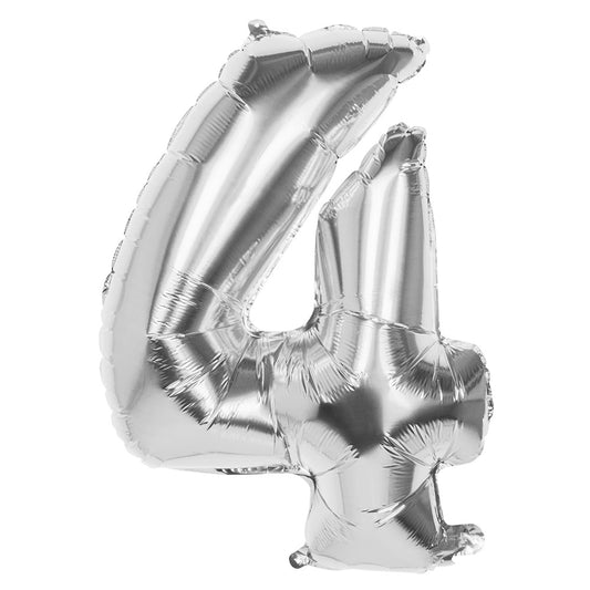 Ballon Chiffre 4 Géant Argenté - Décoration Fête