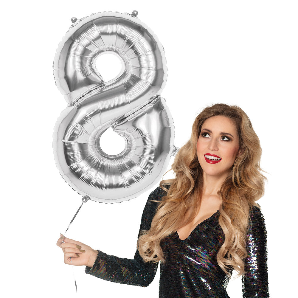 Ballon Chiffre 8 Argent Géant - Décoration Fête & Anniversaire