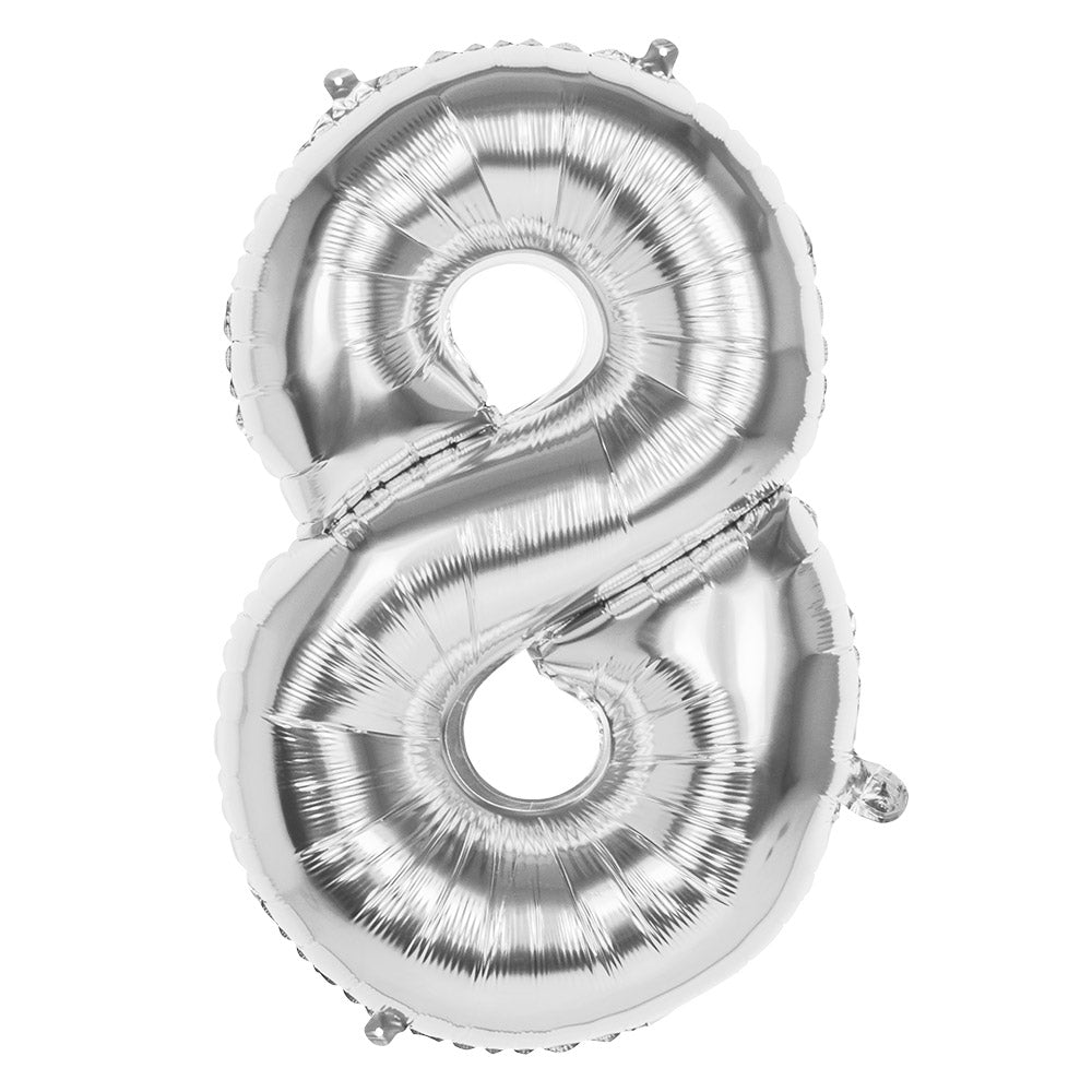 Ballon Chiffre 8 Argent Géant - Décoration Fête & Anniversaire