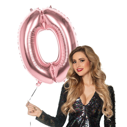 Ballon Chiffre 0 Rose Géant 86cm - Déco Anniversaire