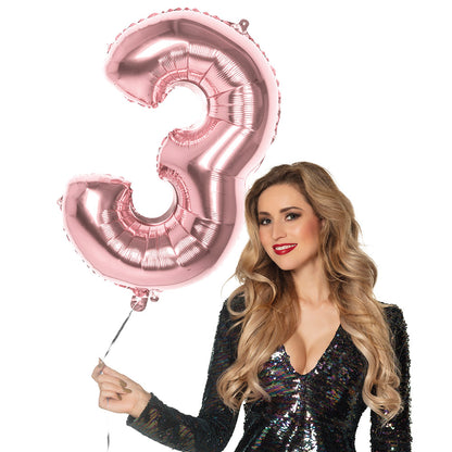 Ballon Chiffre 3 Rose Gold 86cm - Décoration Anniversaire