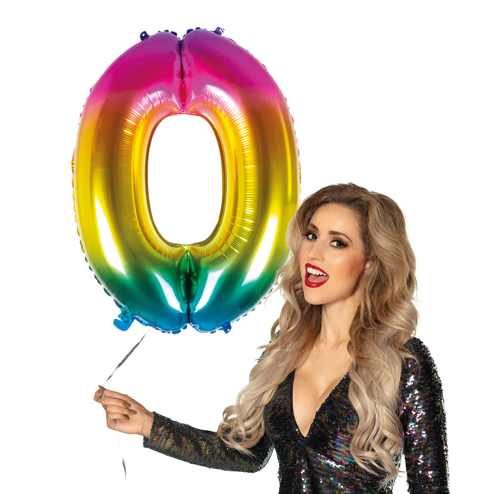 Ballon Chiffre 0 Géant Rainbow - Accessoire Fête Coloré