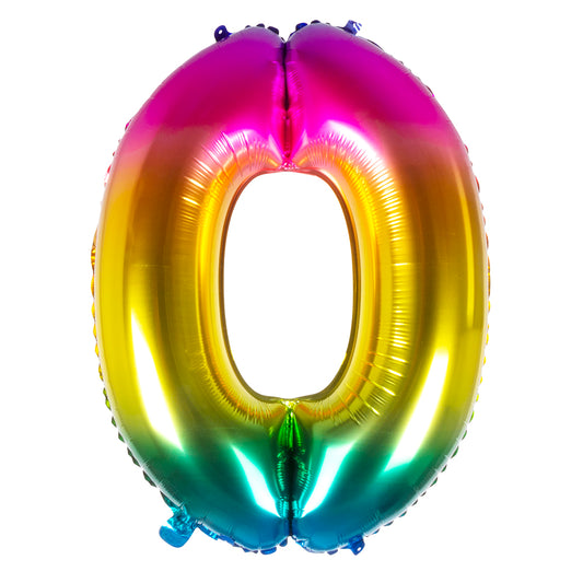 Ballon Chiffre 0 Géant Rainbow - Accessoire Fête Coloré