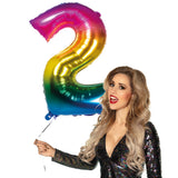 Ballon Chiffre 2 Arc-en-ciel - Géant Hélium Multicolore