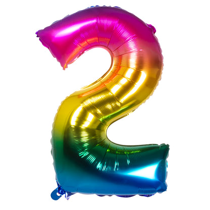 Ballon Chiffre 2 Arc-en-ciel - Géant Hélium Multicolore