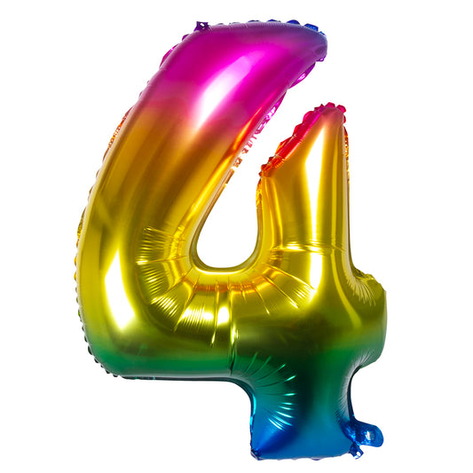 Ballon Chiffre 4 Arc-en-Ciel - Décoration Fête Colorée