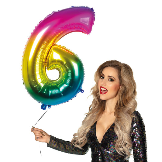 Ballon Chiffre 6 Arc-en-ciel Rainbow 85cm