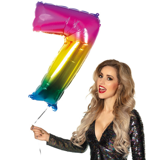 Ballon Chiffre 7 Arc-en-ciel - Décoration Fête Colorée