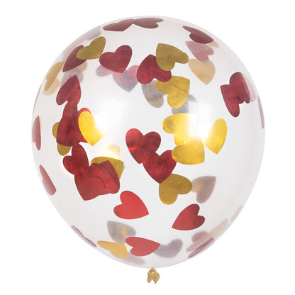 Ballons Confettis Cœurs 30cm - Décoration Romantique (5 pièces)