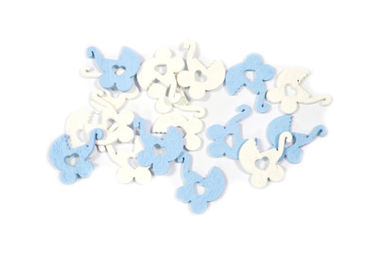 24 Confettis de table landau bébé bleu et blanc 10 g