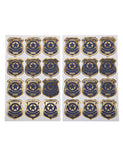 24 Stickers badge de police marine et or 4 cm