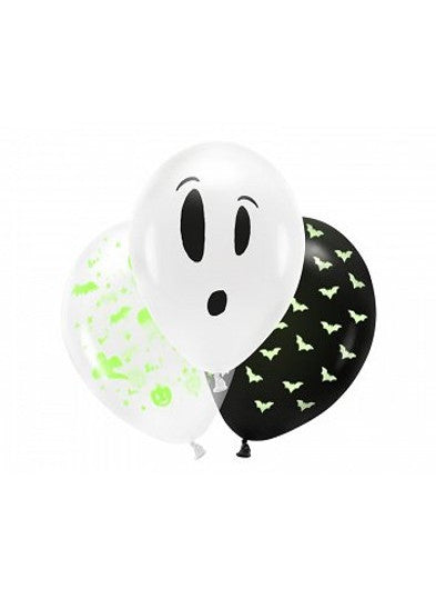 3 Ballons en latex Halloween fluo 27 cm