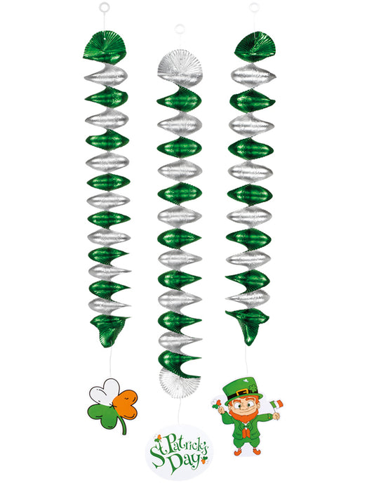 3 Décorations à suspendre spirales 60 cm Saint Patrick