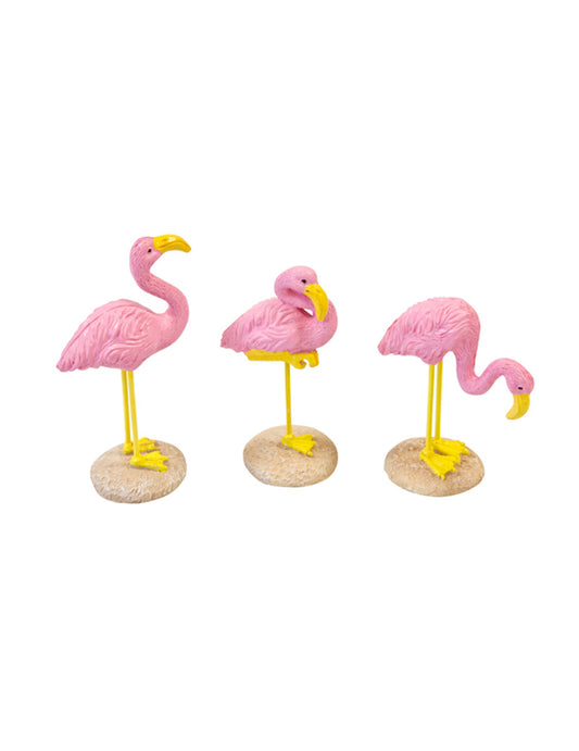 1 Flamant rose en résine 3,5 x 10 cm