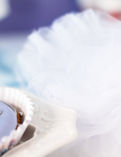 3 Pompons à suspendre en tulle blanc 15, 20 et 30 cm