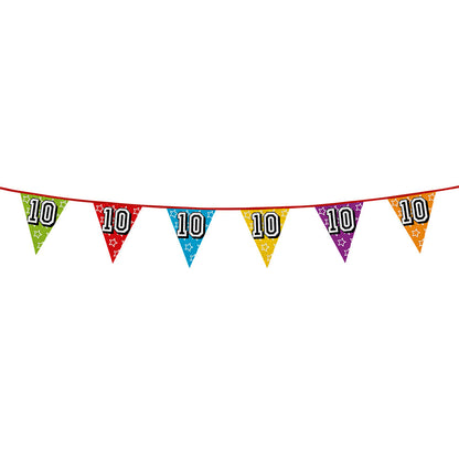 Guirlande Fanion Anniversaire 10 Ans Multicolore 8m