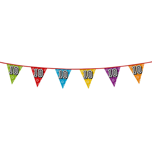 Guirlande Fanion Anniversaire 10 Ans Multicolore 8m