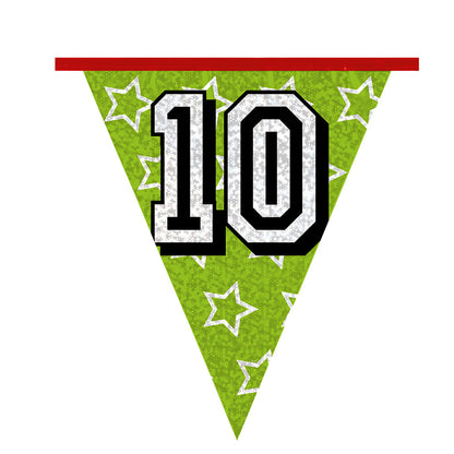 Guirlande Fanion Anniversaire 10 Ans Multicolore 8m