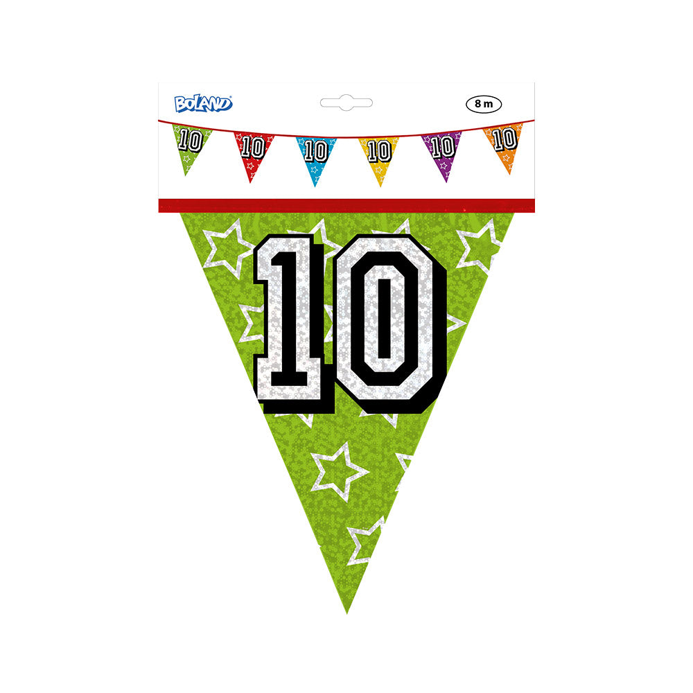 Guirlande Fanion Anniversaire 10 Ans Multicolore 8m