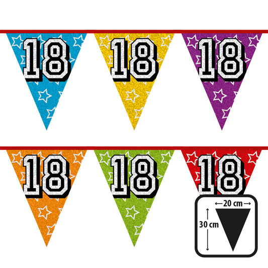 Guirlande Anniversaire 18 ans Multicolore - 8 Mètres