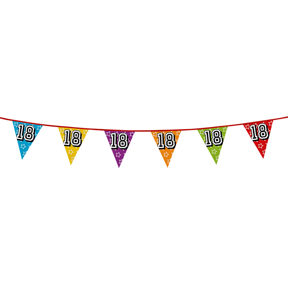 Guirlande Anniversaire 18 ans Multicolore - 8 Mètres