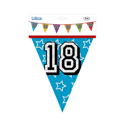 Guirlande Anniversaire 18 ans Multicolore - 8 Mètres