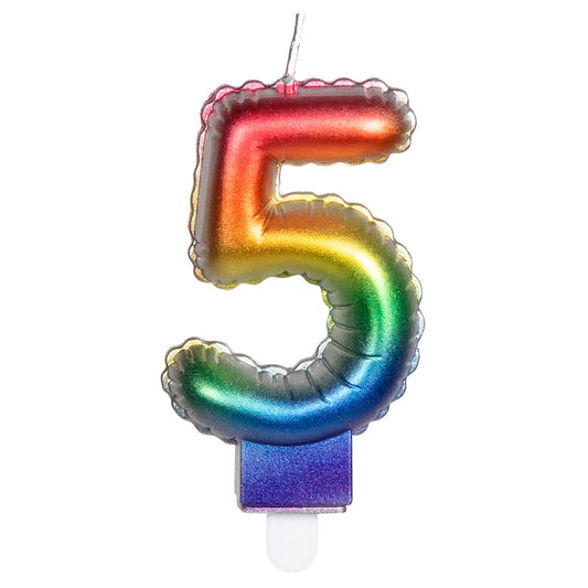 Bougie Chiffre 5 Arc-en-Ciel Scintillante pour Gâteau
