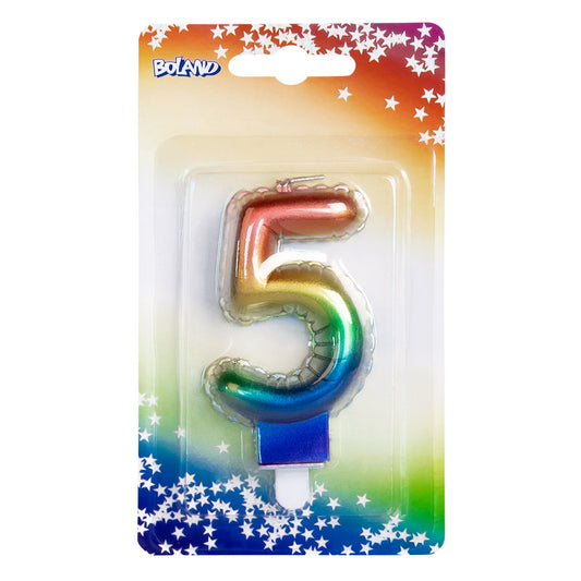 Bougie Chiffre 5 Arc-en-Ciel Scintillante pour Gâteau
