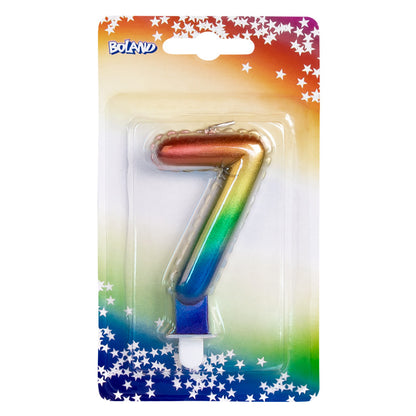 Bougie Chiffre 7 Arc-en-Ciel - Anniversaire Festif