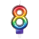 Bougie Chiffre 8 Arc-en-ciel - Décoration Gâteau d'Anniversaire