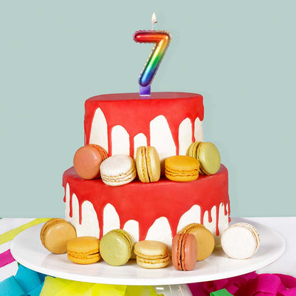 Bougie Chiffre 8 Arc-en-ciel - Décoration Gâteau d'Anniversaire