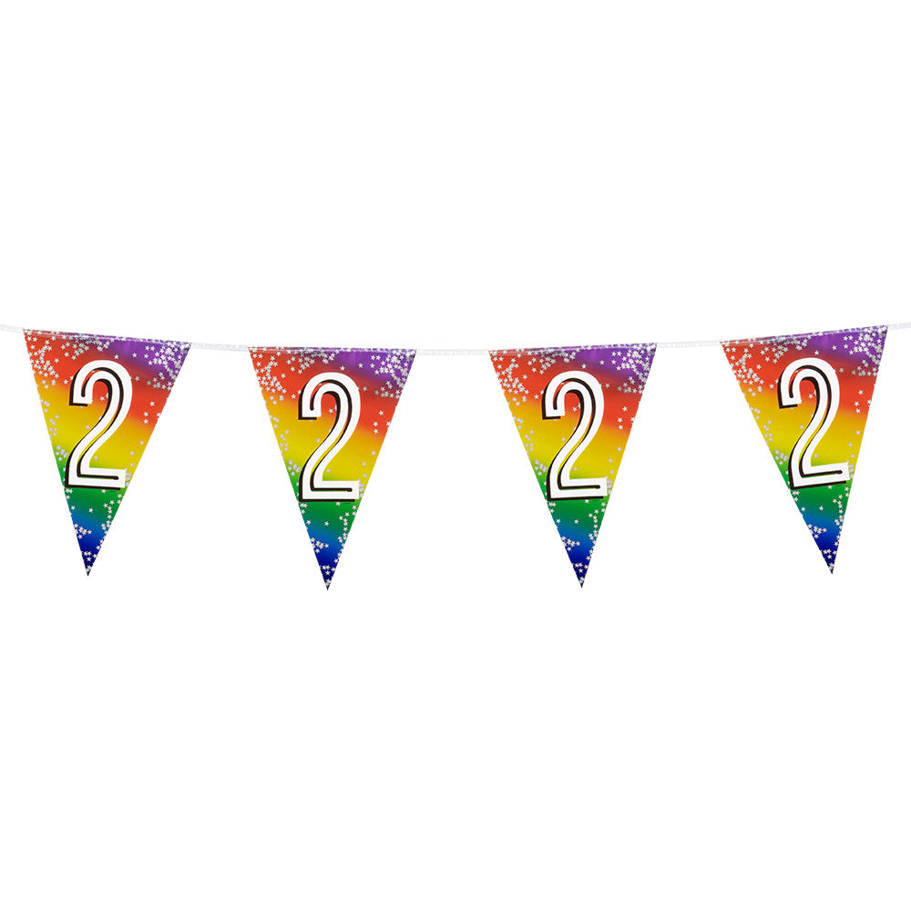 Guirlande Fanion Chiffre 2 Arc-en-ciel Anniversaire 2 Ans