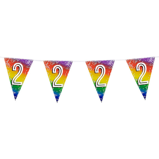 Guirlande Fanion Chiffre 2 Arc-en-ciel Anniversaire 2 Ans