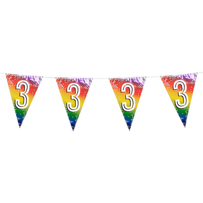 Guirlande Bannière Chiffre 3 Arc-en-ciel Fête Anniversaire
