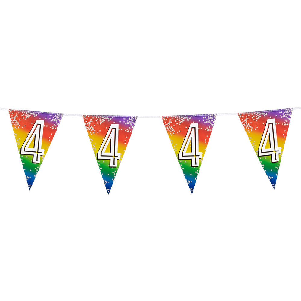 Guirlande Anniversaire Chiffre 4 Arc-en-Ciel - 6 Fanions